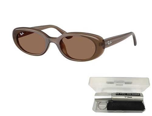 Ray-Ban RB4441D Sunglasses Bundle: RB 4441 D 677973 Opal Brown Dark Grey and Eyewear Cleaning Kit2