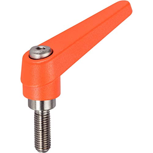 HALDER 24390.0014 Adjustable Clamping levers, Orange, d1=13 mm / d2=M4 / l1=16 mm