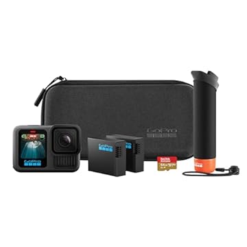 GoPro HERO13 Black Bundle - Kit com Câmera de Ação à Prova d'água 10m, 5.3K60, HLG HDR, 27MP, HyperSmooth 6.0, GPS, Wi-Fi 6 e Acessórios Extras The Handler, Bateria Enduro, Cartão de 64GB e um Estojo