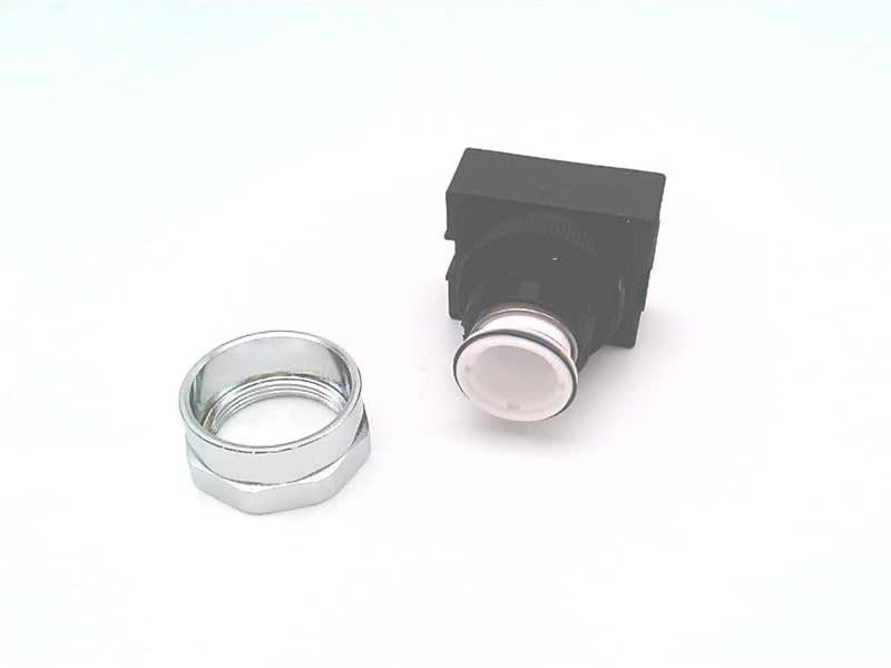 IDEC ALW-0600 Illuminated Momentary Pushbutton, angled view with mounting nut