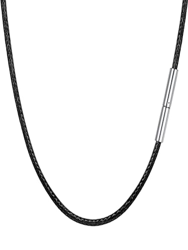 PROSTEEL 2mm schwarz geflochten Lederkette für Damen Herren 55cm/22 Lederband Kunstleder Halskette/Armband Ersatzkette für Anhänger mit Edelstahl Verschluss Unisex Schmuck Accessoire