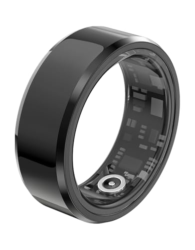 Jefuzh Smart Rings Health Tracker?Sports Fitness Ring?Step Tracker?Heart Rate Monitor ?Blood Oxygen? Sleep Tracker ?IP68 Waterproof?Activity Fitness Tracker?Best Smart Rings for Women Men (Black, 1)