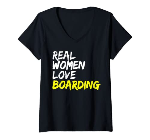 Femme Mesdames disant que les vrais hommes adorent planche T-Shirt avec Col en V