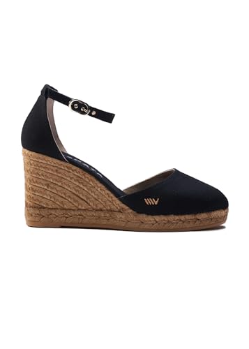Image of Viscata Estartit Espadrille Canvas Wedges Spain Handmade 3 inch Heel Women's Sandals with Breathable Organic Cotton Canvas and 100% Natural Jute Midsole for all Occasions: Casual, Work, Party