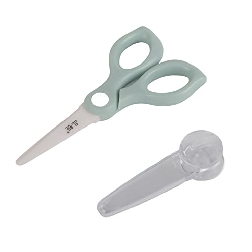 Tijeras de cocina para bebés de cerámica con cubiertas, cortador portátil, antioxidante, tijeras de cocina para bebés y bebés (azul)