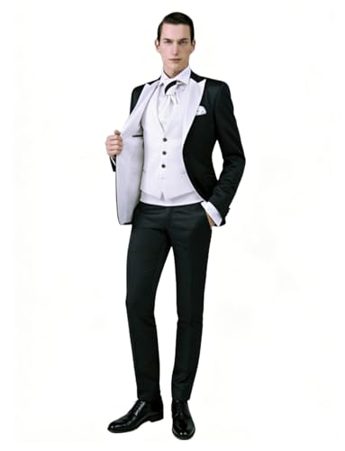 Costume de mariage homme 3 pièces veste slim fit affaires col pointe QZI