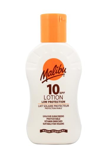 Malibu Sun SPF 10 Sun Lotion Moisturising Sunscreen for Body Lightweight Hydrating Sun Cream Water Resistant Vitamin Enriched 100ml