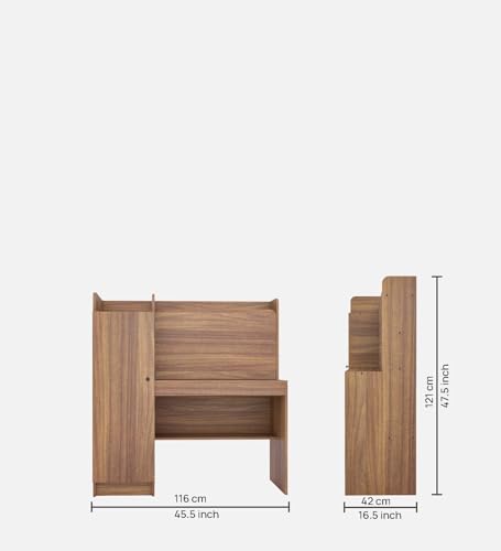 Image of NEUDOT Vision Engineered Wood Study Table with Single Door Storage | Leon Teak Finish | Compact & Modern Work Desk | Durable Study & Laptop Table