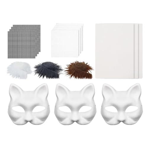 Nybhyjka Kit de cubierta facial de animales, kit de manualidades de pintura de gato de Halloween, disfraces hechos a mano para amantes de las mascotas, eventos, fiestas, sesiones de fotos, mujeres