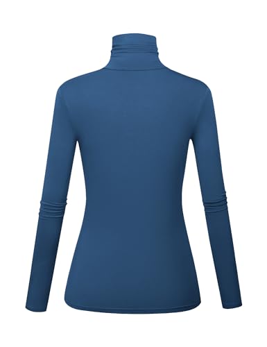 Image of Women's Long Sleeve Turtleneck Shirts Slim Fitted Lightweight Base Layer Casual Tops