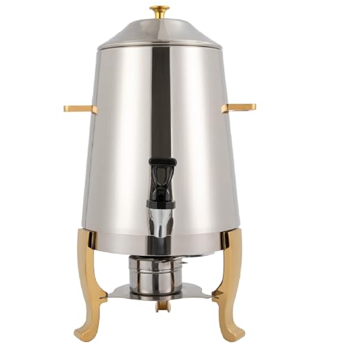13L/3.43Gal Beverage Dispenser, Stainless Steel Hot Cold Drinks Urn with Fuel Stand, Thermal Tea Juice Milk Coffee Chafer Dispenser with Faucet for Parties Buffet Commercial Use (gold)