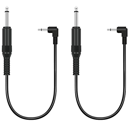 Bolvek 2 Pack 6.35mm 1/4' Mono Male to 3.5mm 1/8' TS Mono Male 90 Degree Right Angle Plug Adapter Audio Cable Cord