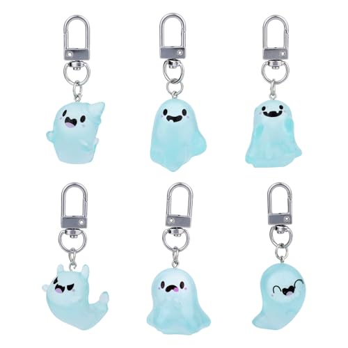 6pcs Halloween Keychain Gifts, Cool Glow in The Dark Ghost