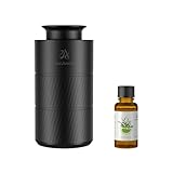 2ndAroma Waterless Essential Oil Diffuser, Aluminum Rechargeable Battery Operated Diffuser, 3 Timer Settings, 3 Mist Levels, 20ml Essential Oil Include, Black Mini Diffuser for Car Home Office Travel