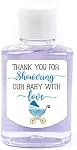 Hand Sanitizer Labels Thank You for Showering Our Little One with Love Stickers, Baby Shower Favor Party Favors Boy., Blue,1.26inches x 1.39inches