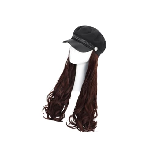 Postiche marron clair cheveux longs bouclés naturels en fibre synthétique