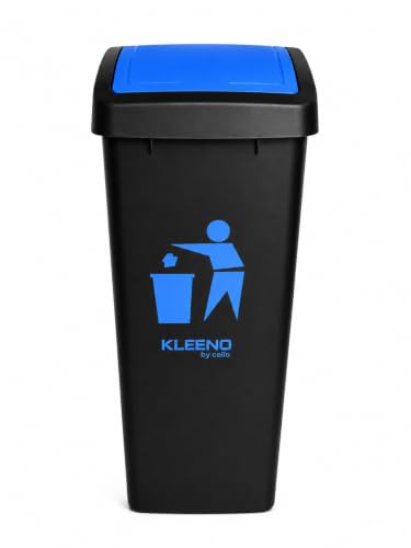 Image of Cello Plastic Garbage Swing-Lid Dustbin 48 Ltr, Black-Blue