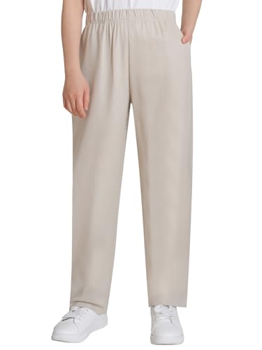 Weintee Women's Petite Linen Pants for 5 FT Short L Khaki