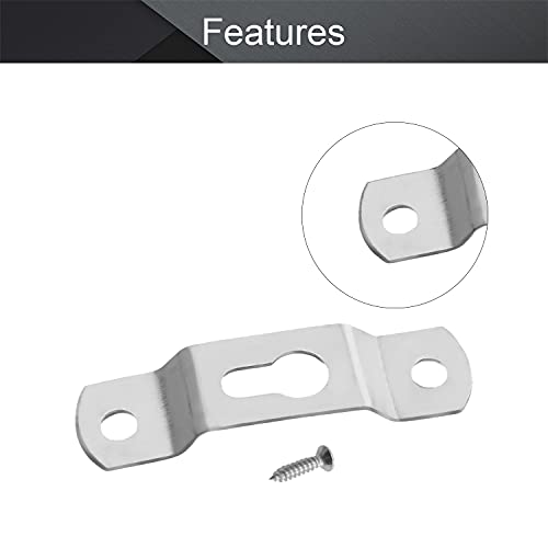 Image of MroMax 100PCS Keyhole Hanging Plate 1.93 inch x 0.51 inch Single Hole Hook for Hanging Paintings Artwork Picture Frame Hook Photos White Tone