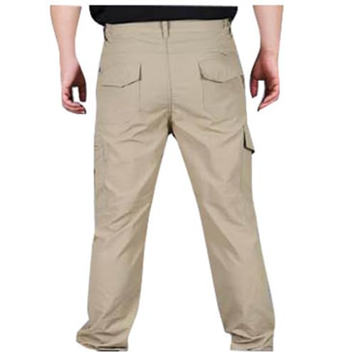 Khaki Cargo Pants for Men Baggy Lightweight Breathable Stretch Casual Trousers Elastic Waist Outdoor Hiking Work Pant4