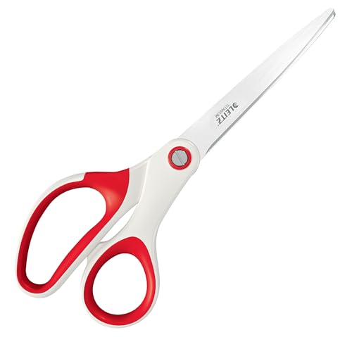 Leitz Wow Titanium Scissors, Right or Left Handed (Ambidextrous), Red Scissors for Office or Home, Ergonomic Handle, 8 x 1.7 x 20,5 cm, 53192026