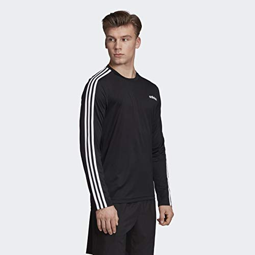 adidas Designed 2 Move 3-Stripes Long Sleeve Tee, Black, Medium