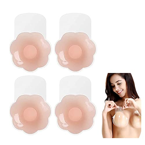 LXYQ 2 Pairs Cupid Pads Invisible Bra, Breast Lift Adhesive Bra, Reusable Strapless Self Silicone Push Up Invisble Sticky (CD Cup) Cover