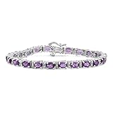 JEWELEXCESS Amethyst Bracelet for Women – Genuine, Single-Row Purple Amethyst Jewelry – 925 Sterling