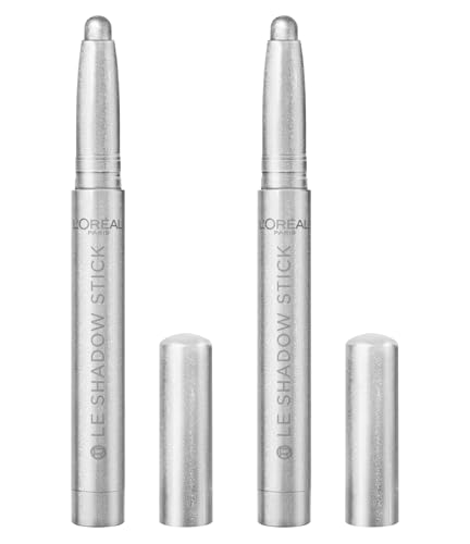 L'Oréal Paris Lidschattenstift, intensive Farbe, langanhaltend, Le Shadow 100 Ice Sparkle cremige Textur, sehr pigmentiert, einfach aufzutragen, 2 Lidschatten