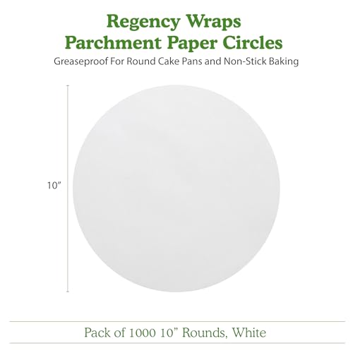 Regency Wraps Parchment Paper Circles For Round Cake Pans, Greaseproof Liners for Non-Stick Baking, 10" (Pack of 1000), White