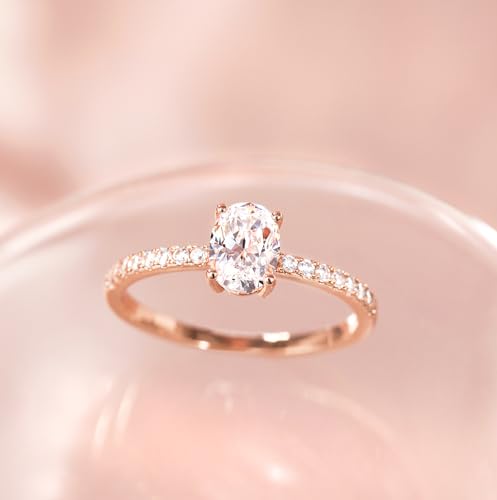 TIGRADE 1.5CT Bridal Ring Sets Oval Cut Cubic Zirconia Wedding Band Curved CZ Engagement Stackable Rings for Women Size 3-123