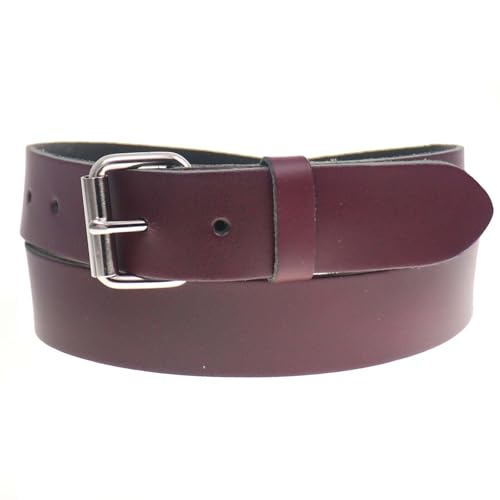 BULLET 69 Ceintures colorées en cuir jean 35 mm pour homme et femme, bordeaux, 32W - 36W /M