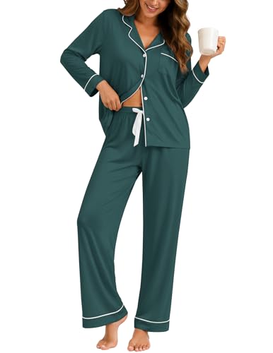 Image of ZMJ Womens Pajamas Sets 2 Piece Long Sleeve and Pant Pj Sets Button Up Sleepwear