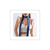 Rannyrena Vintage Silk Satin Long Choker Necklace Wide Soft Wrap Tie Necklace with Flower Elegant Bow-knot Collar Necklace for Women (Blue)