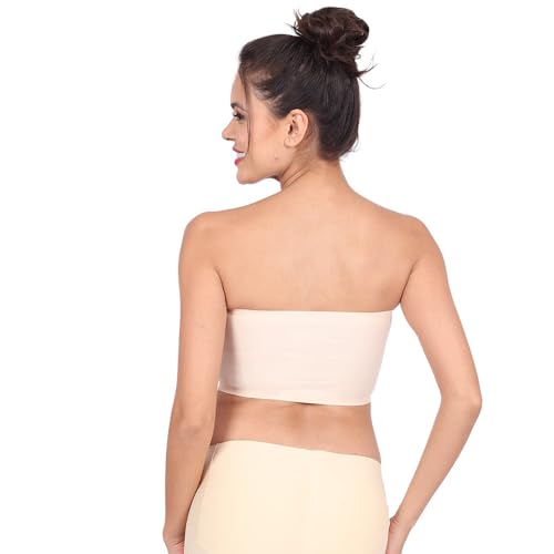 Image of Luella Women's Strapless Bandeau Tube Bra | Nylon Blend, Lightly Padded | Removable Pads, Seamless & Wire-Free | Soft, Stretchy, Breathable Everyday Bra for Party Dresses and Travel Free Size (M-XL)