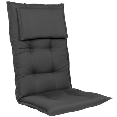 Homeoutfit24 Gartenstuhlauflagen Hochlehner – 4er Set – Extra Dick 8 cm – Mit Kopfpolster –...