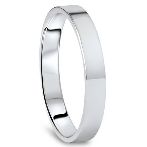 P3 POMPEII3 3mm Flat High Polished Wedding Band 10K White Gold2