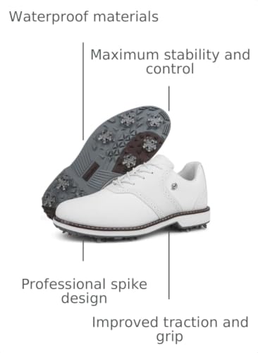 Image of Spikes Golf Shoes Men Professional Golf Shoes Waterproof Walking Footwears for Golfers Outdoor Gym Sneakers