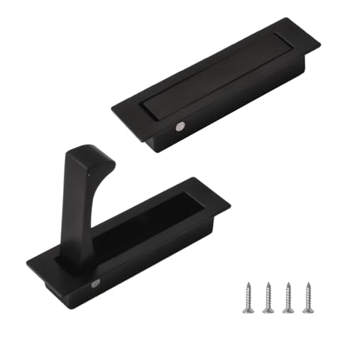 UFURMATE Flush Mount Door Pull, 2PCS 304 Stainless Steel Pocket Door Handle Brushed Flush Mount Pocket Door Hardware Pocket Door Edge Pull for Closet Pocket (Black)