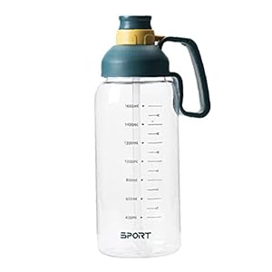 Fiets Water Flessen Met Portable Handle Plastic Waterfles Straw Cup 1800ml Acid Blue Drinkware