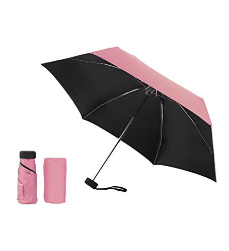 FBBULES Compact Folding Umbrella Mini Travel Umbrellas Small Lightweight Anti-UV Sun Rain Pocket Umbrella with Storage Bag for Women Men Girl Child 16cm/6.2inch