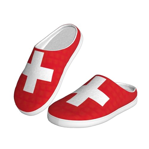 Pantoufles d'hiver peluche drapeau suisse EdWal unisexes - 2