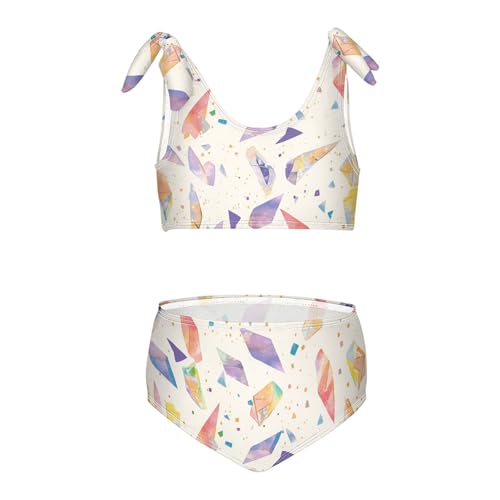 Beige Sparkling Glitter Girl Two Piece Kids Bikini Set Beach Swimsuit Swimming Suits Cute Shoulder Strap