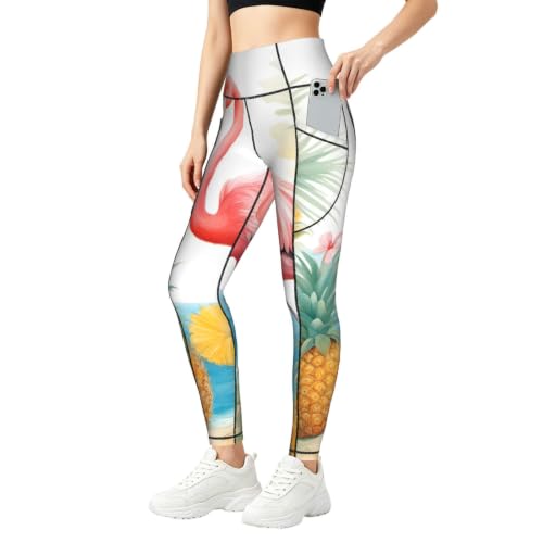 Leggings de flamenco y piña para mujer en conjunto deportivo casual
