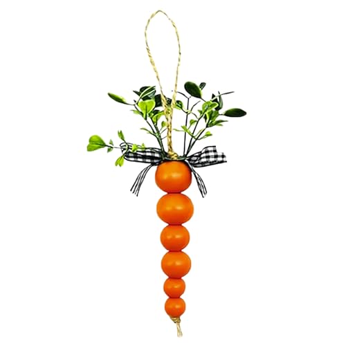 2026 Colgante de madera con cadena de perlas para decoración festiva en estilo rústico (naranja, 13,5 cm)