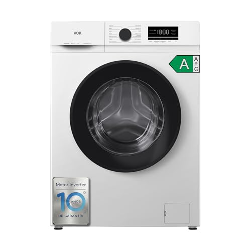 Lavadora 6kg VOK EVW-6BAWL2410 con Instalación Incluida, Clase A, Motor Inverter, 1000 RPM, Fondo Reducido 42 cm, Blanca