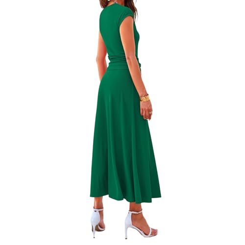 Womens Two Piece Skirt Set Dressy Casual Ribbed Knit Crew Neck Short Sleeve Cropped Top High Waist Swing Midi Skirts2