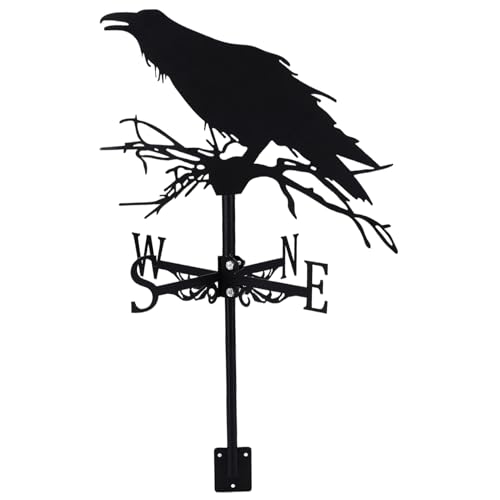 Velador de Viento, Veleta, Indicadores de dirección del Viento de Hierro en Forma de Cuervo, paletas de Clima Vintage Decorativo para el Techo de jardín al Aire Libre Paddock
