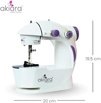 Akiara - Makes life easy Mini Sewing Machine with Table Set | Tailoring Machine | Hand Sewing Machine with extension table, foot pedal, adapter, White