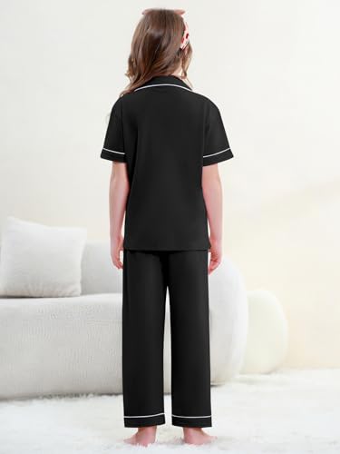 QZH.DUAO Girl & Women's 100% Cotton Short Sleeves and Long Pants Pajama Set,2-Piece, 5 Years - Large3